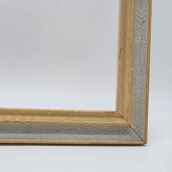 1950s Wood Picture Frame Embossed Design Yellow Blue 18.5"20.5" VTG - Picture 3 of 11